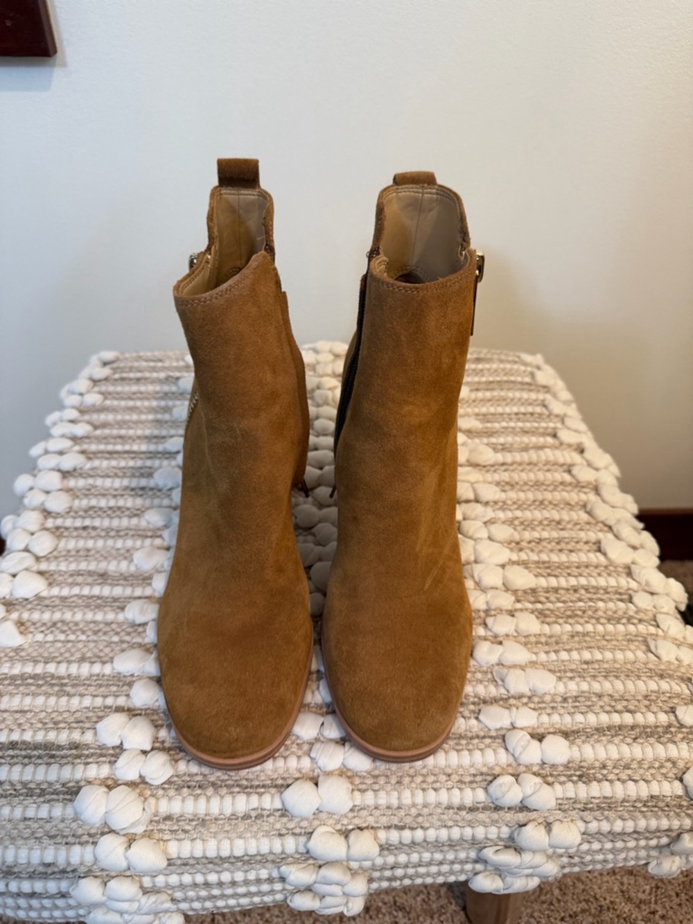 Nine West Suede Ankle Booties in Cognac